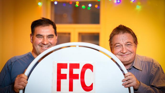 Johan Stark och Sturle Fjäder från FFCs lokalorganisation på Åland