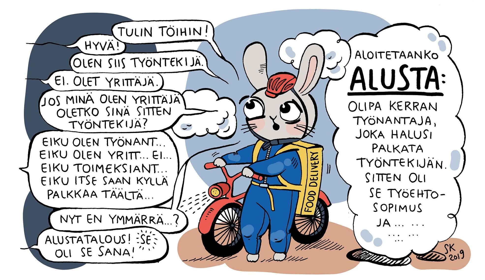 Piirros alustatalouden työn tekijästä.