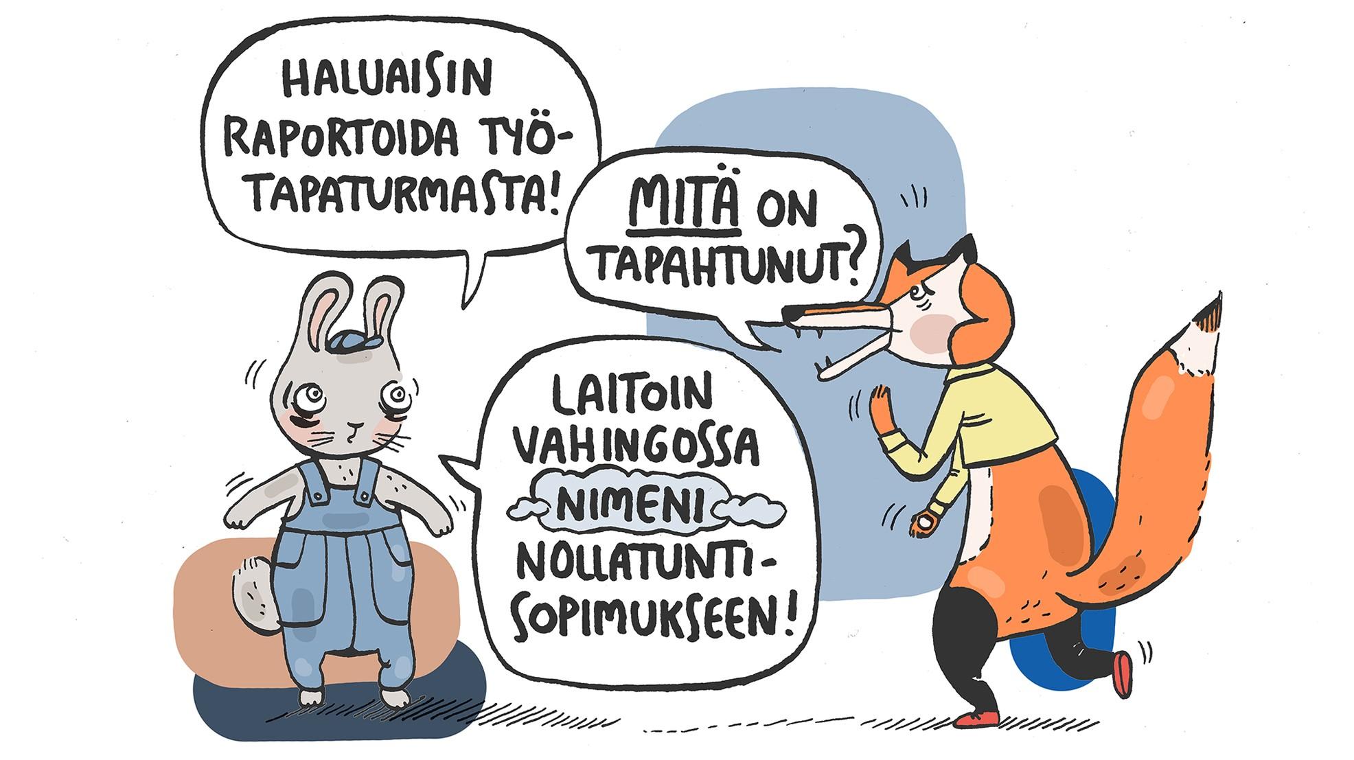 Sanna Kallion piirros nollatuntisopimuksista