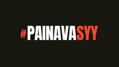 Painava syy -logo mustalla taustalla.