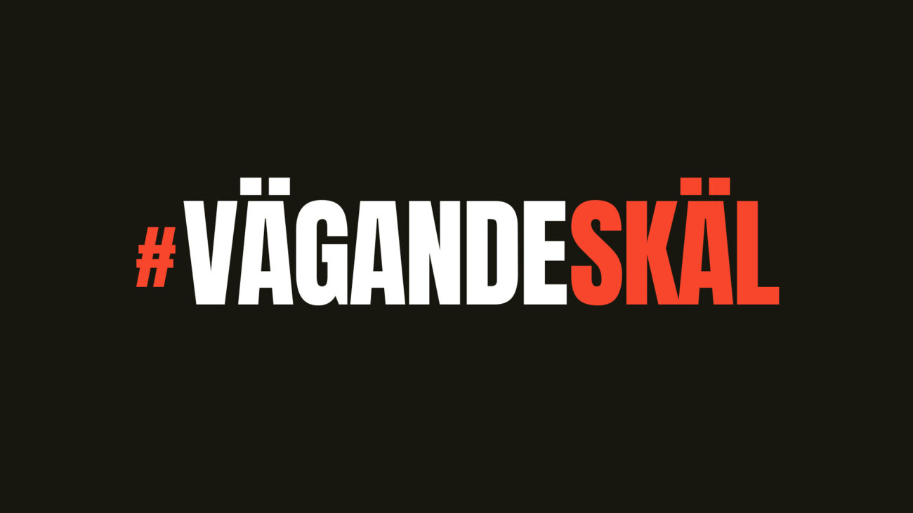 Vägande skäl logo på svart bakgrund.