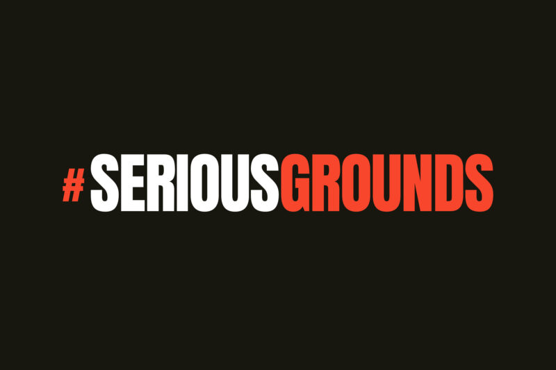 Serious grounds logo on a black background,