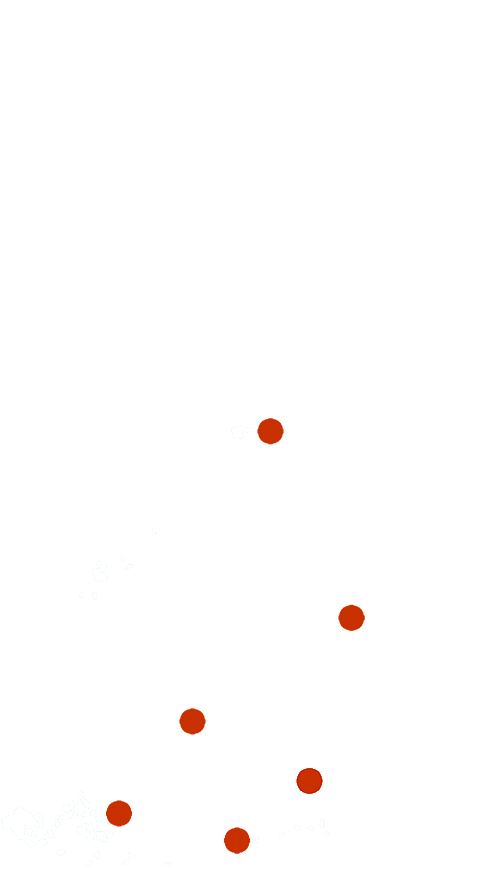 SAK:n aluetoimistojen paikkakunnat merkittyinä punaisina pisteinä Suomen kartalla.